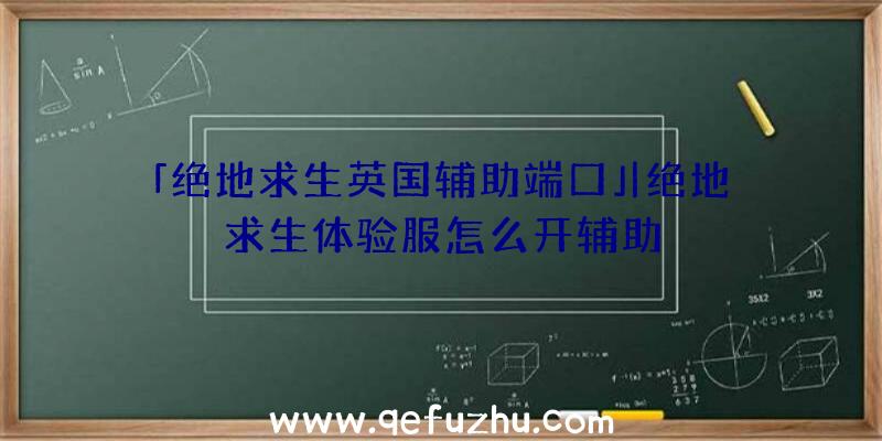 「绝地求生英国辅助端口」|绝地求生体验服怎么开辅助